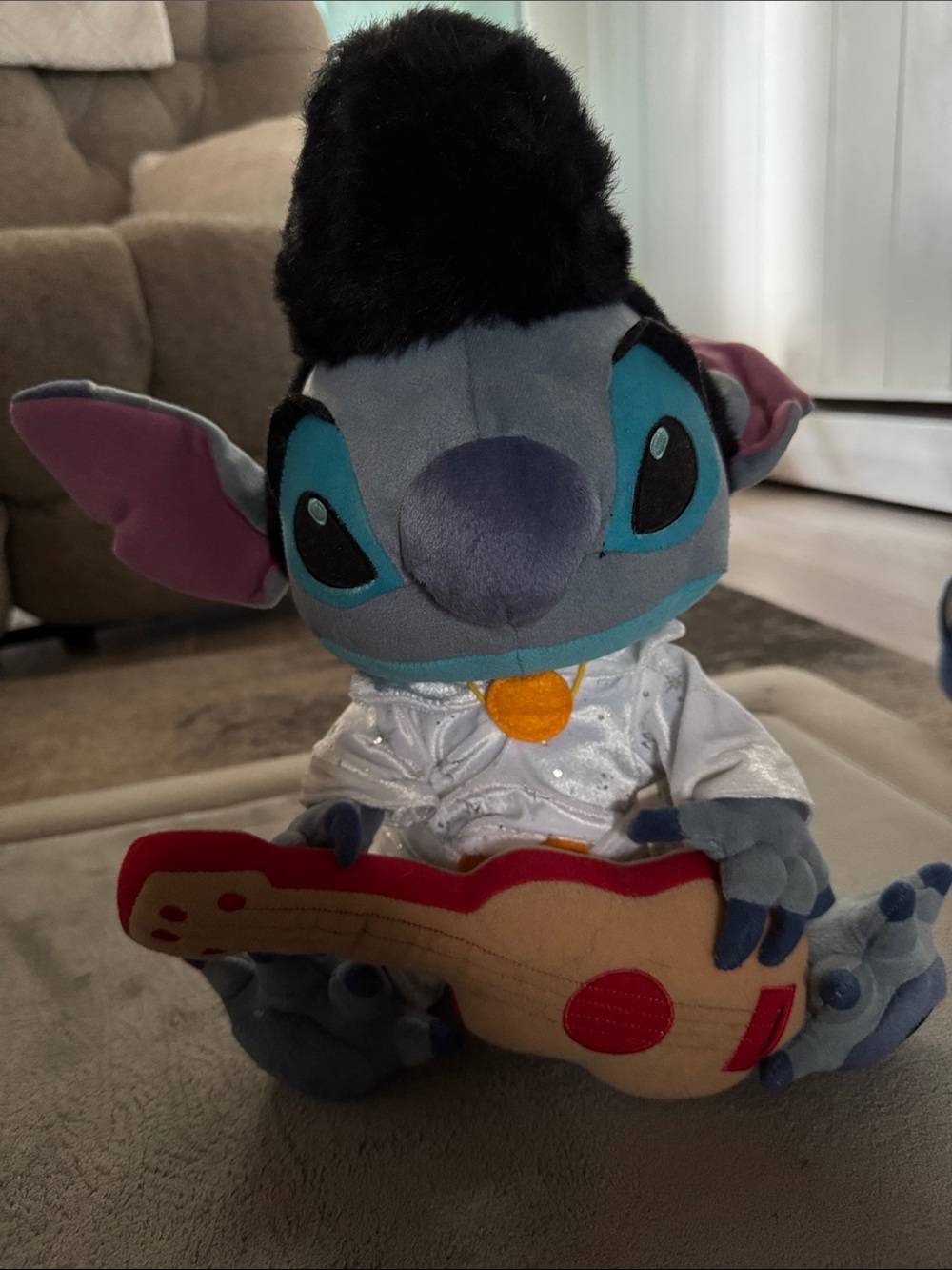 NWT Disney Blue Stitch Plush in Elvis Outfit with Red-Accent Guitar
